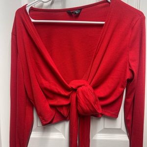 Red long-sleeve top